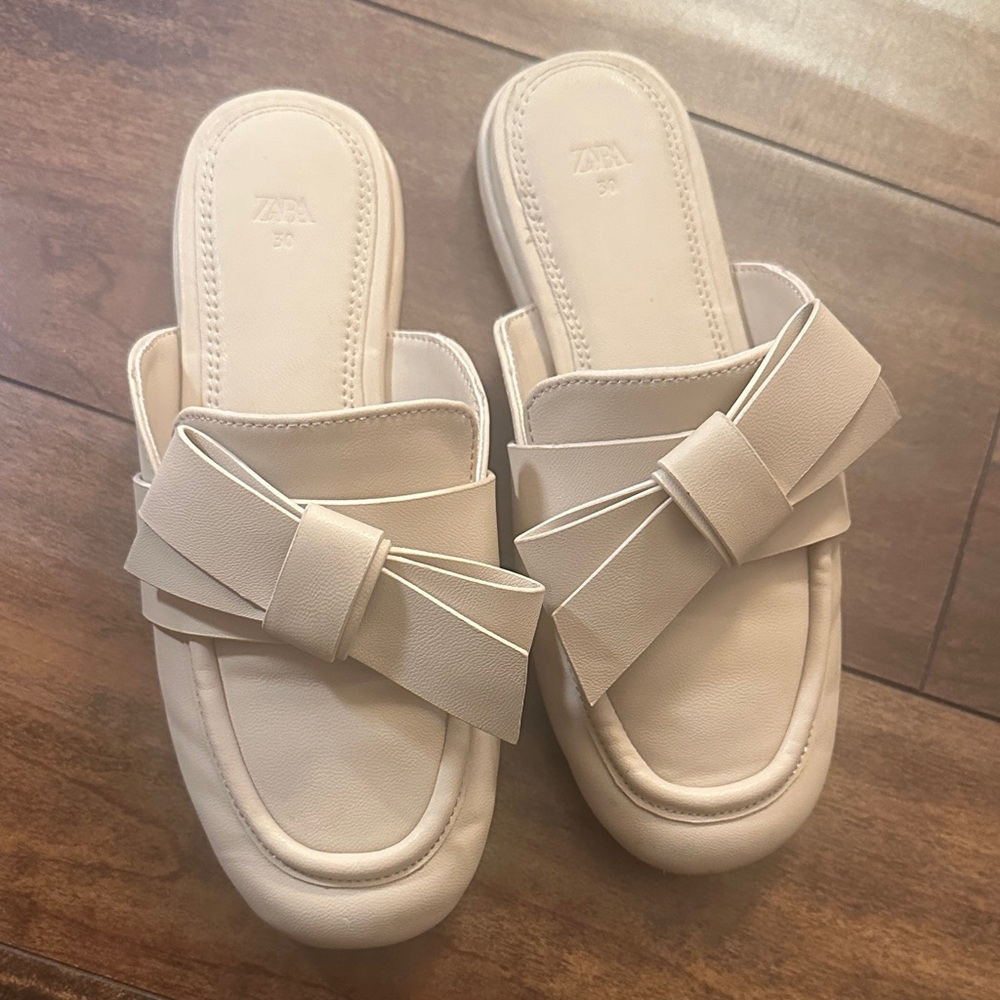 Zara Kids Cream Bow Mules